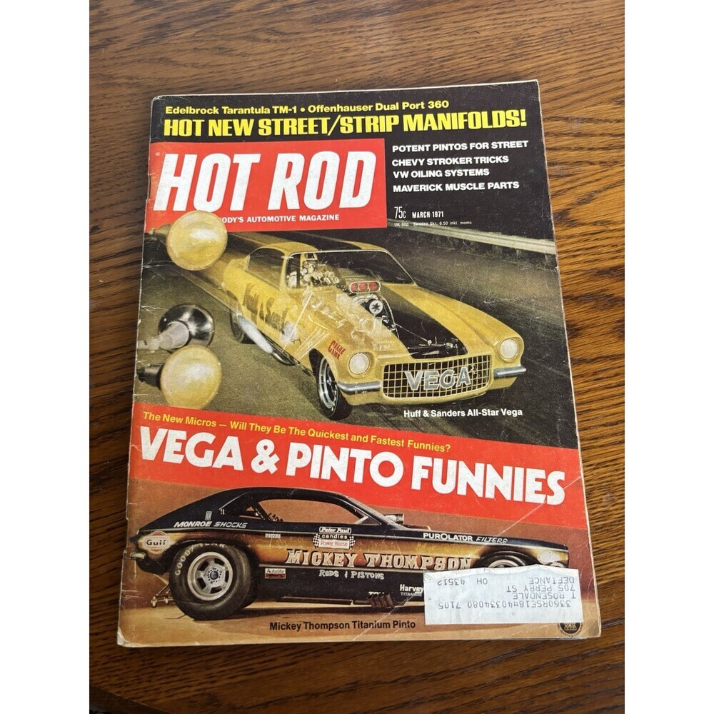 1971 Hot Rod Magazine March issue Vega & Pinto Funnies